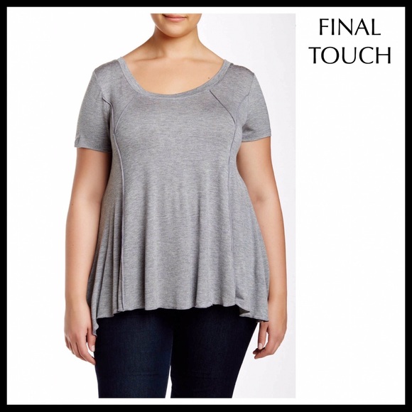 GREY TUNIC SHORT SLEEVES TEE T-SHIRT KNIT TOP A2C - Picture 8 of 8